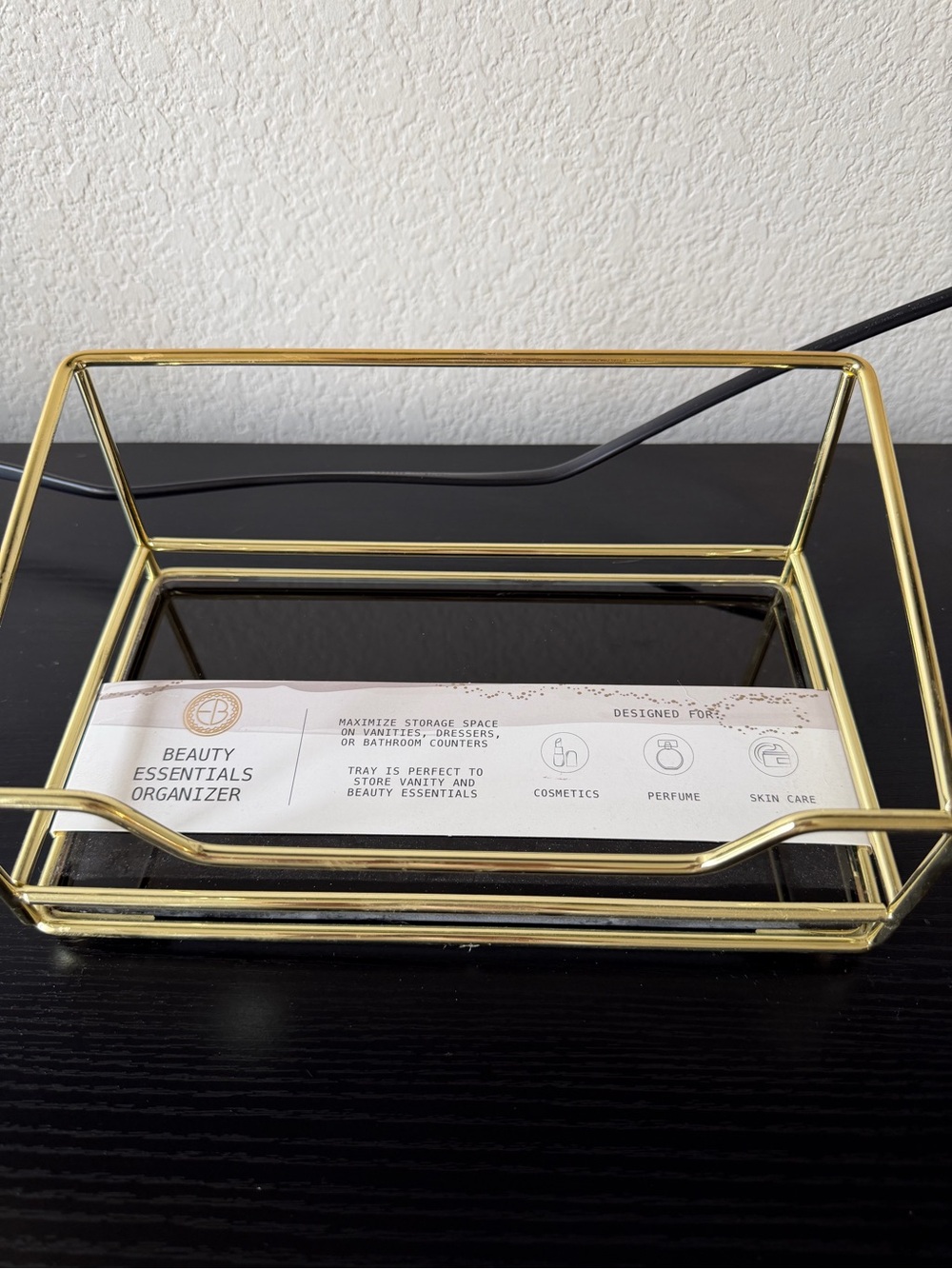 Gold Glass Beauty Essentials Organizer Tray